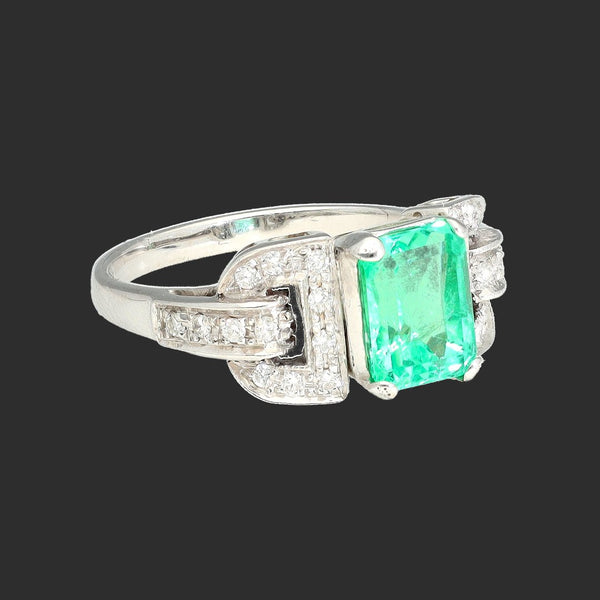 2ct Emerald Cut Light Green Emerald Engagement Ring