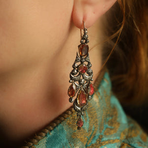 Georgian Era Iberian Earrings with Foiled Pink Quartz