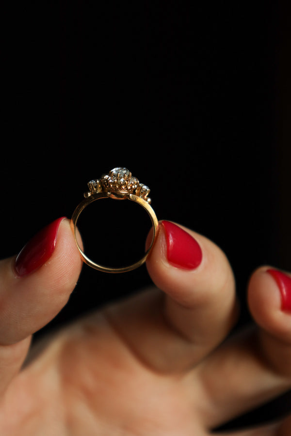 Antique Victorian 1k Diamond Engagement Ring in 18k Gold