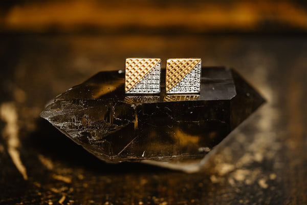 Unisex Geometric Diamond Chess Board Stud Earrings - Pretty Different Shop