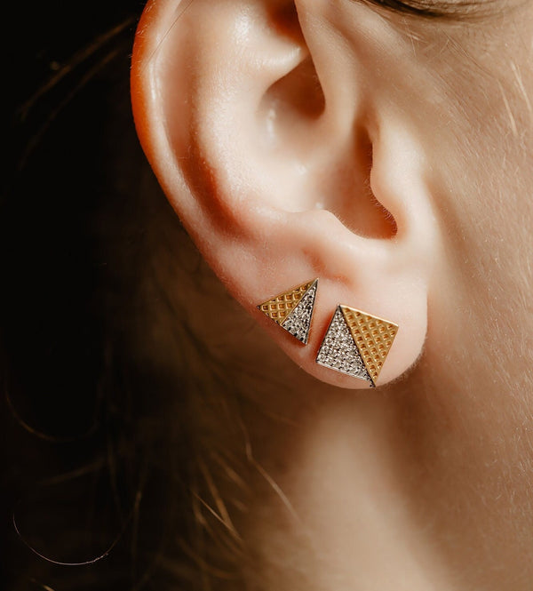 Unisex Geometric Diamond Chess Board Stud Earrings - Pretty Different Shop